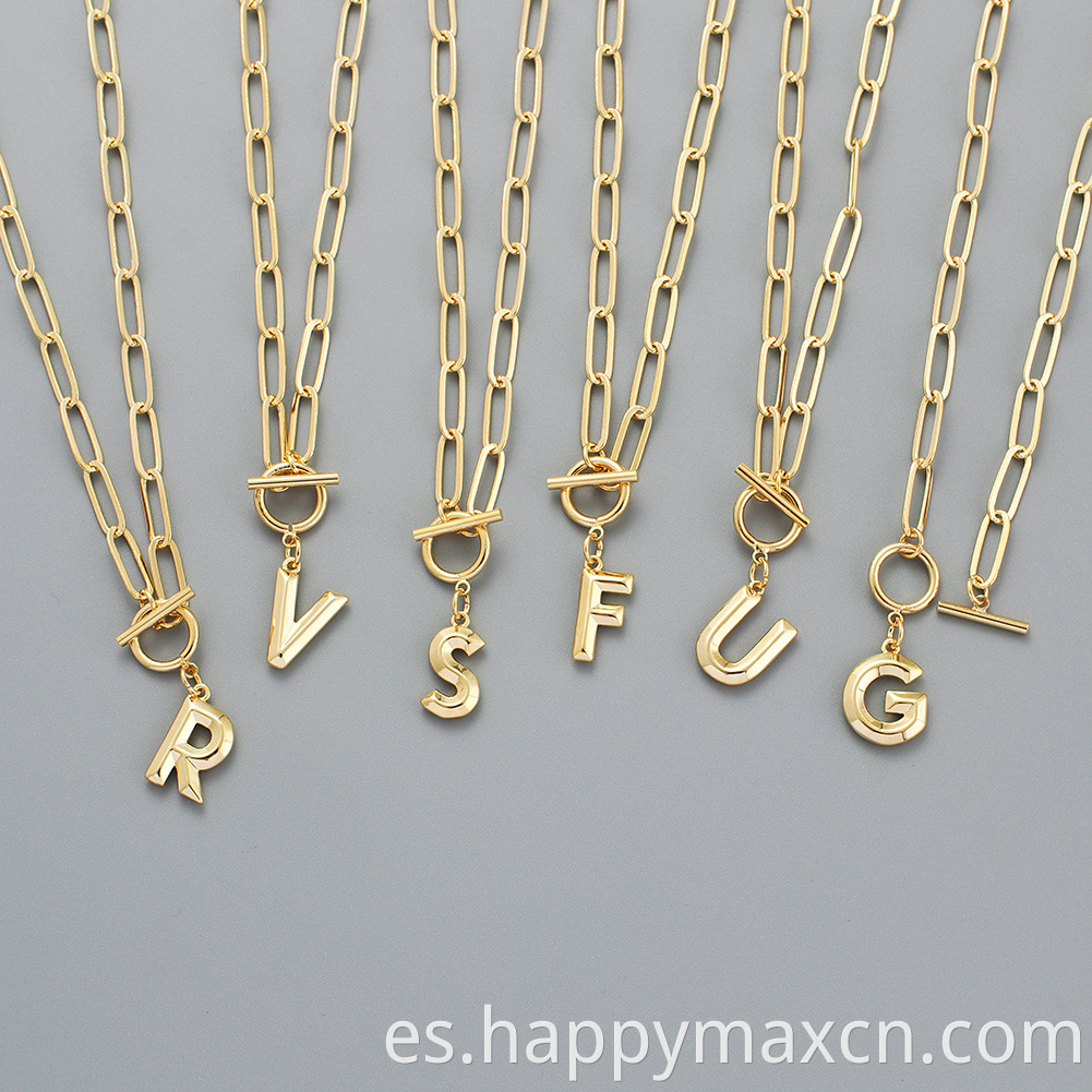 Nuevo collar de alfabeto tendencia chapada chapada cadena de hip hop cadena de 26 letras collar collar inicial